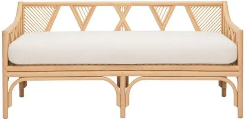 Thatcher Rattan Bench - Natural/White Performance