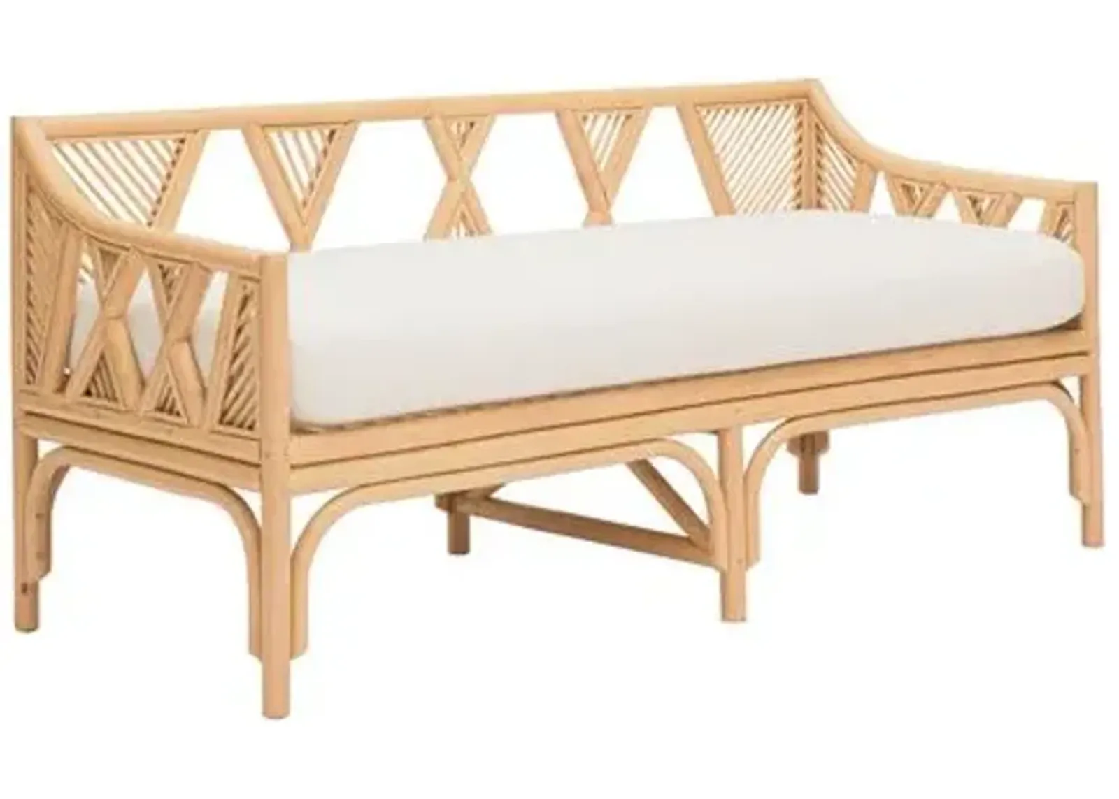 Thatcher Rattan Bench - Natural/White Performance