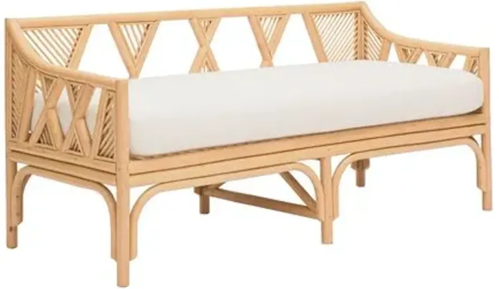 Thatcher Rattan Bench - Natural/White Performance