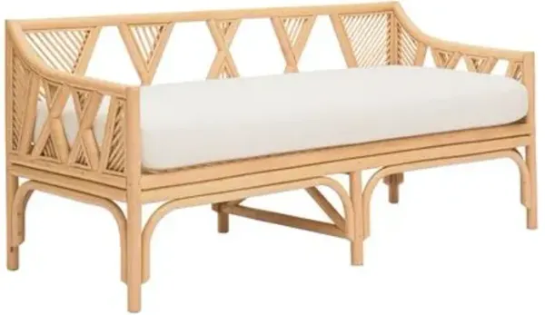 Thatcher Rattan Bench - Natural/White Performance