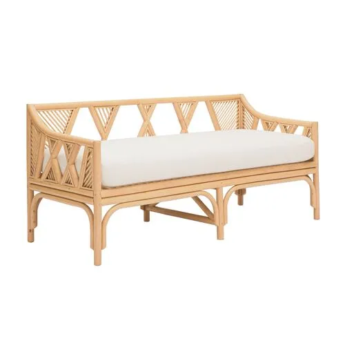 Thatcher Rattan Bench - Natural/White Performance