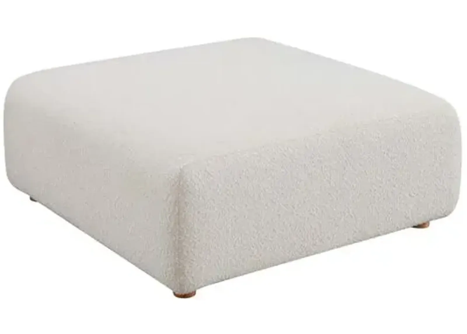 Camden Square Ottoman - Cream Boucle - White