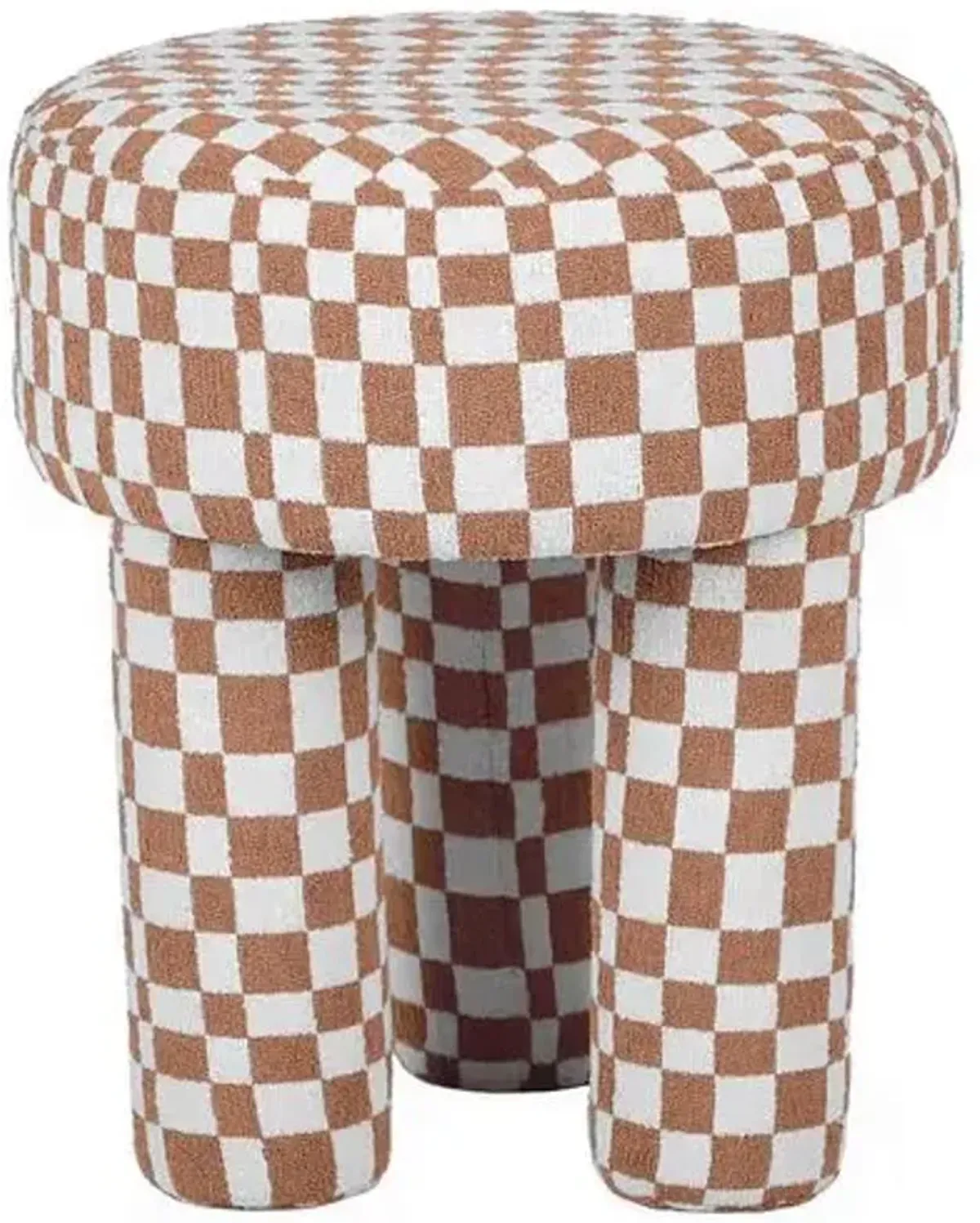 Bennett Checkered Boucle Stool - Brown