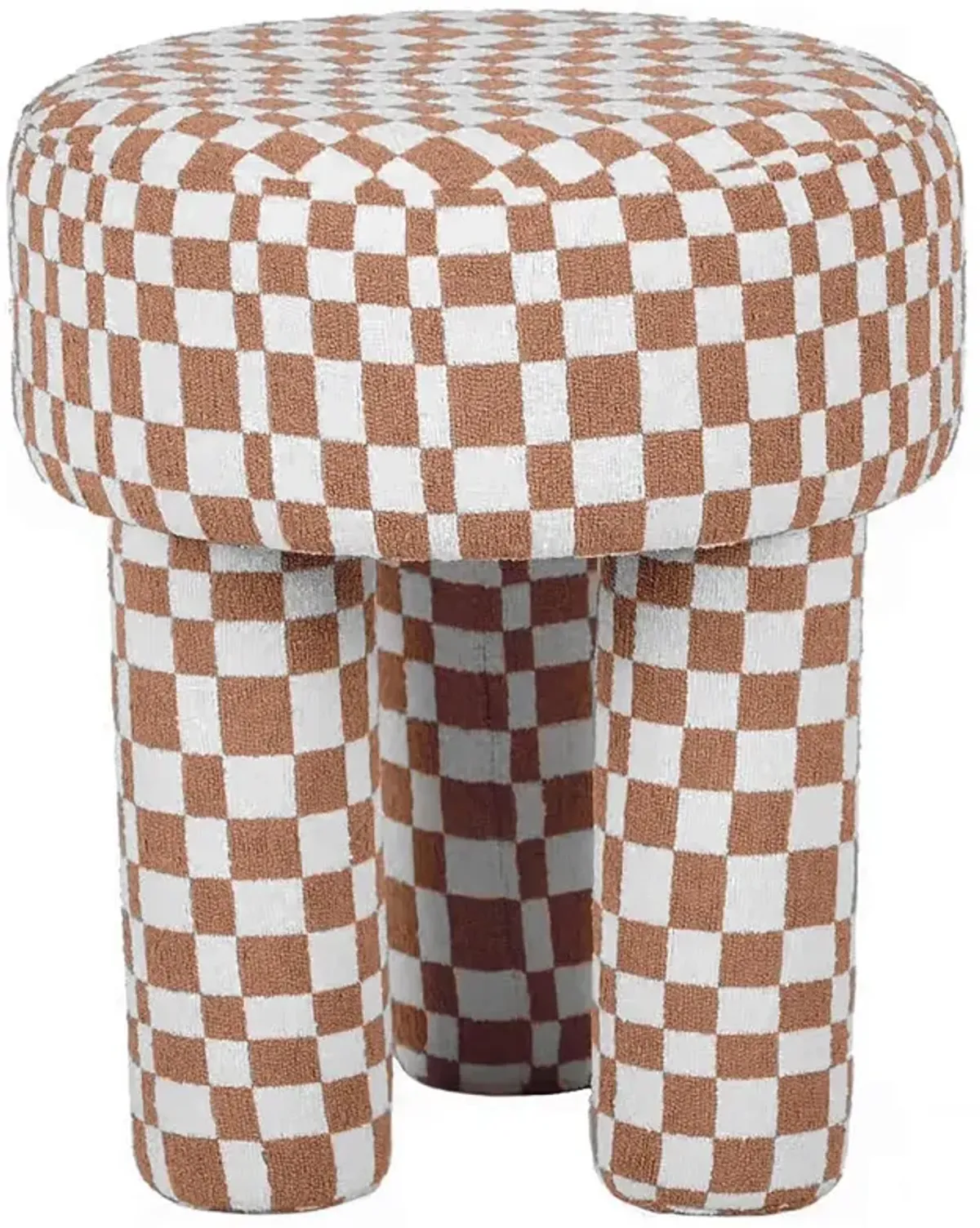 Bennett Checkered Boucle Stool, Brown