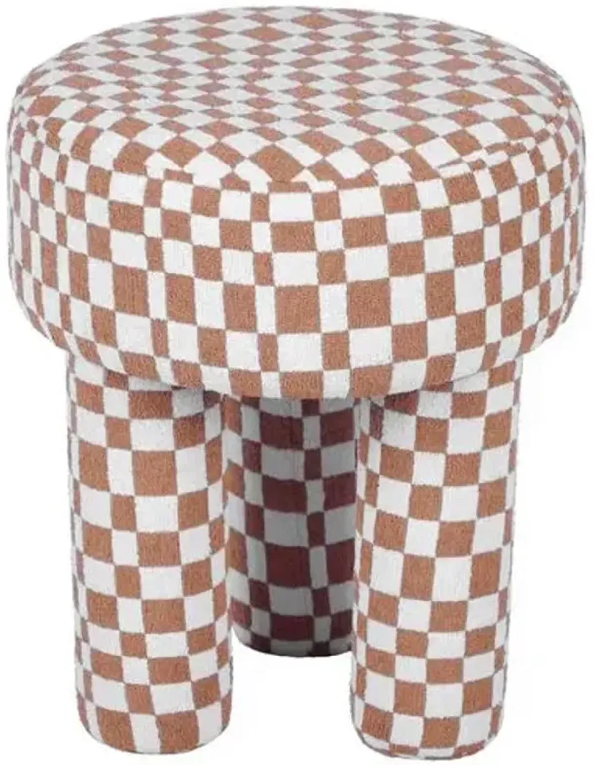 Bennett Checkered Boucle Stool - Brown