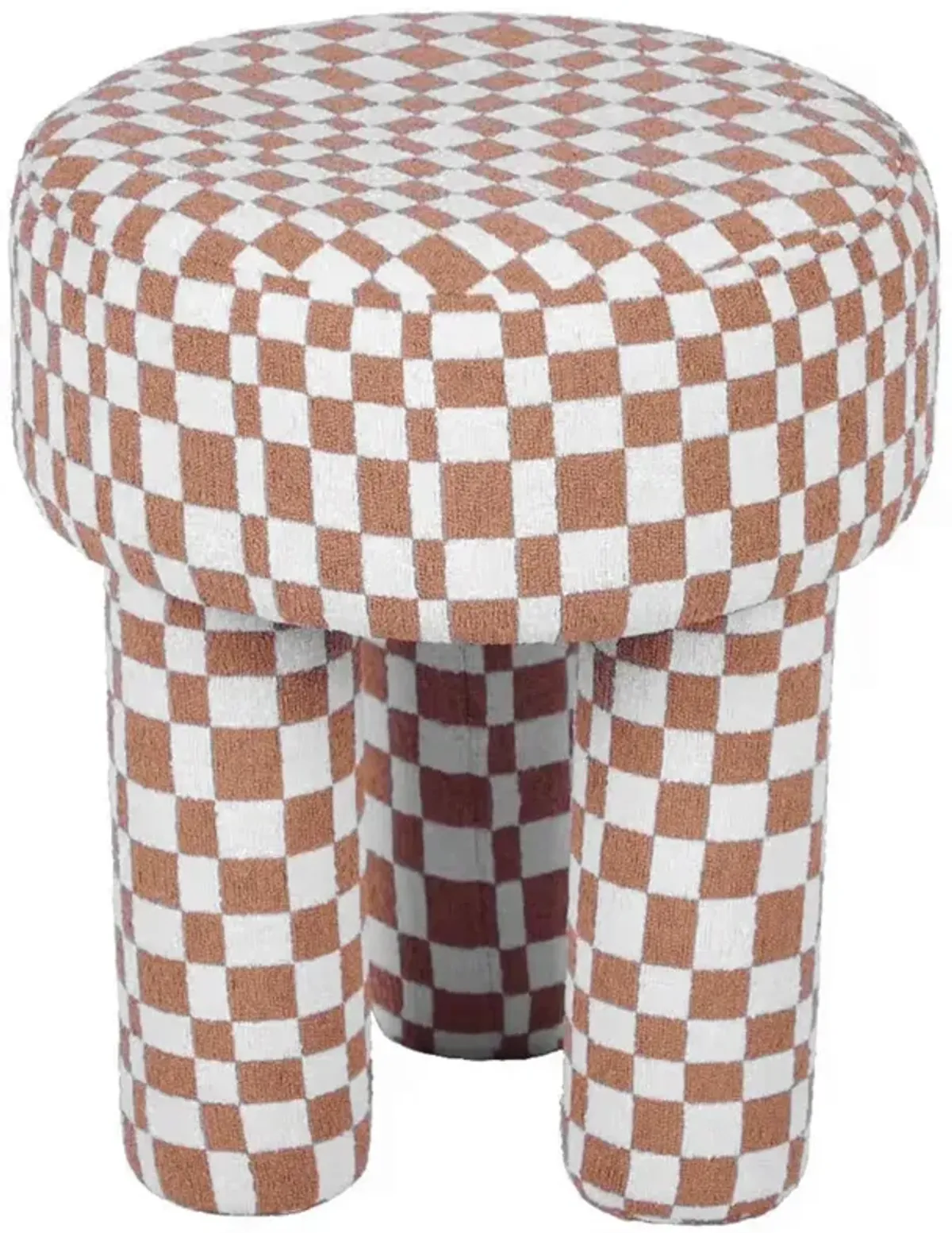 Bennett Checkered Boucle Stool, Brown