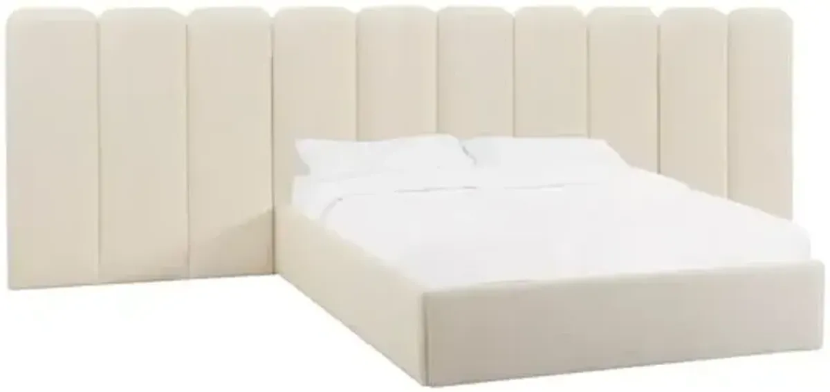 Serenity Panel Bed - Cream Bouclé - White - Upholstered