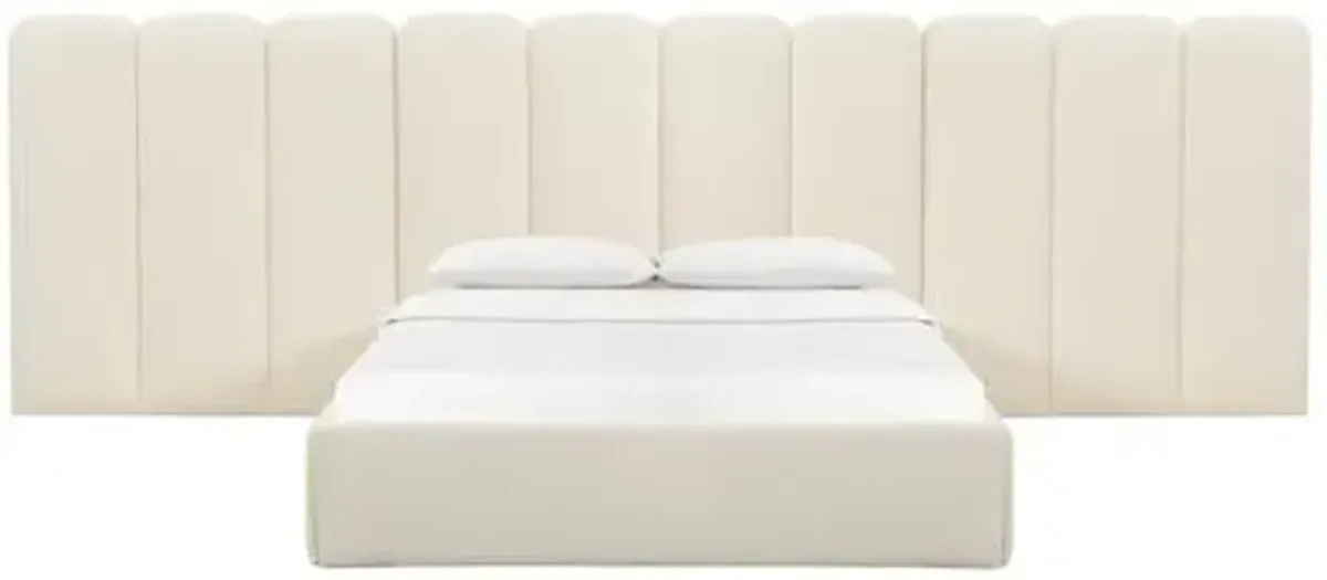 Serenity Panel Bed - Cream Bouclé - White - Upholstered