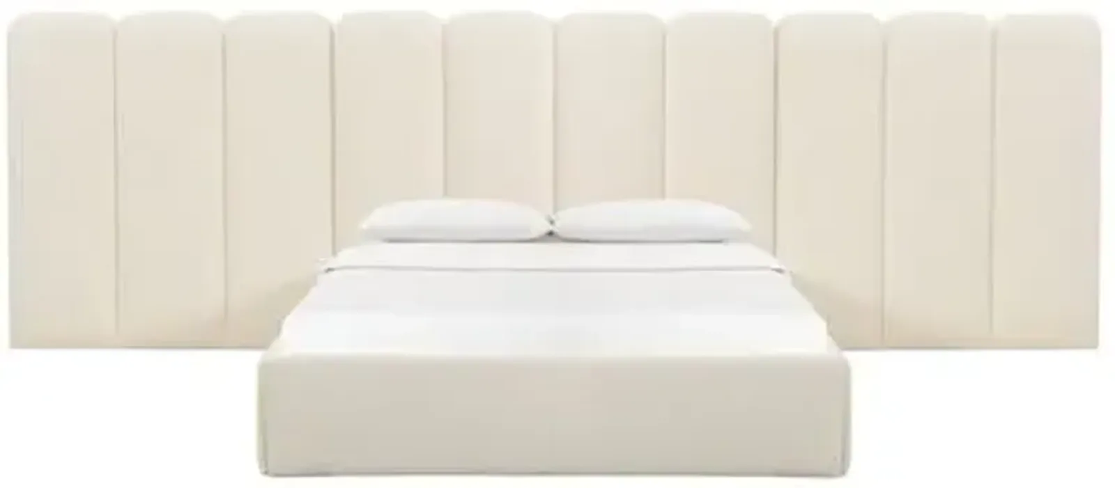 Serenity Panel Bed - Cream Bouclé - White - Upholstered