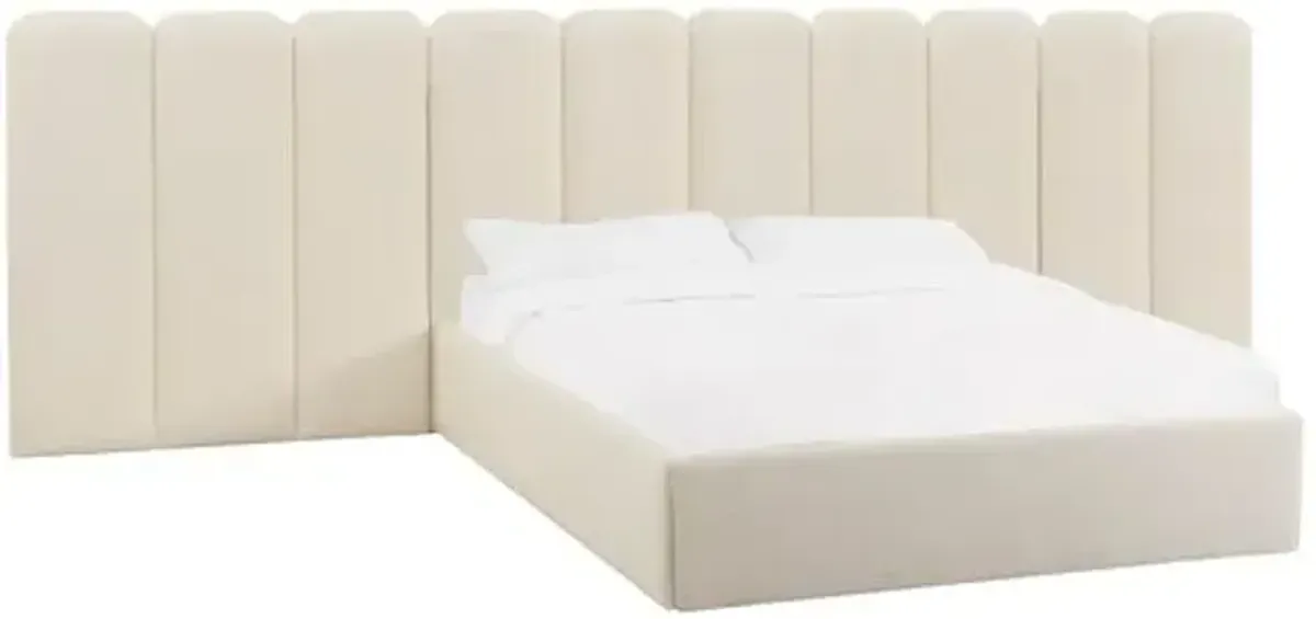 Serenity Panel Bed - Cream Bouclé - White - Upholstered