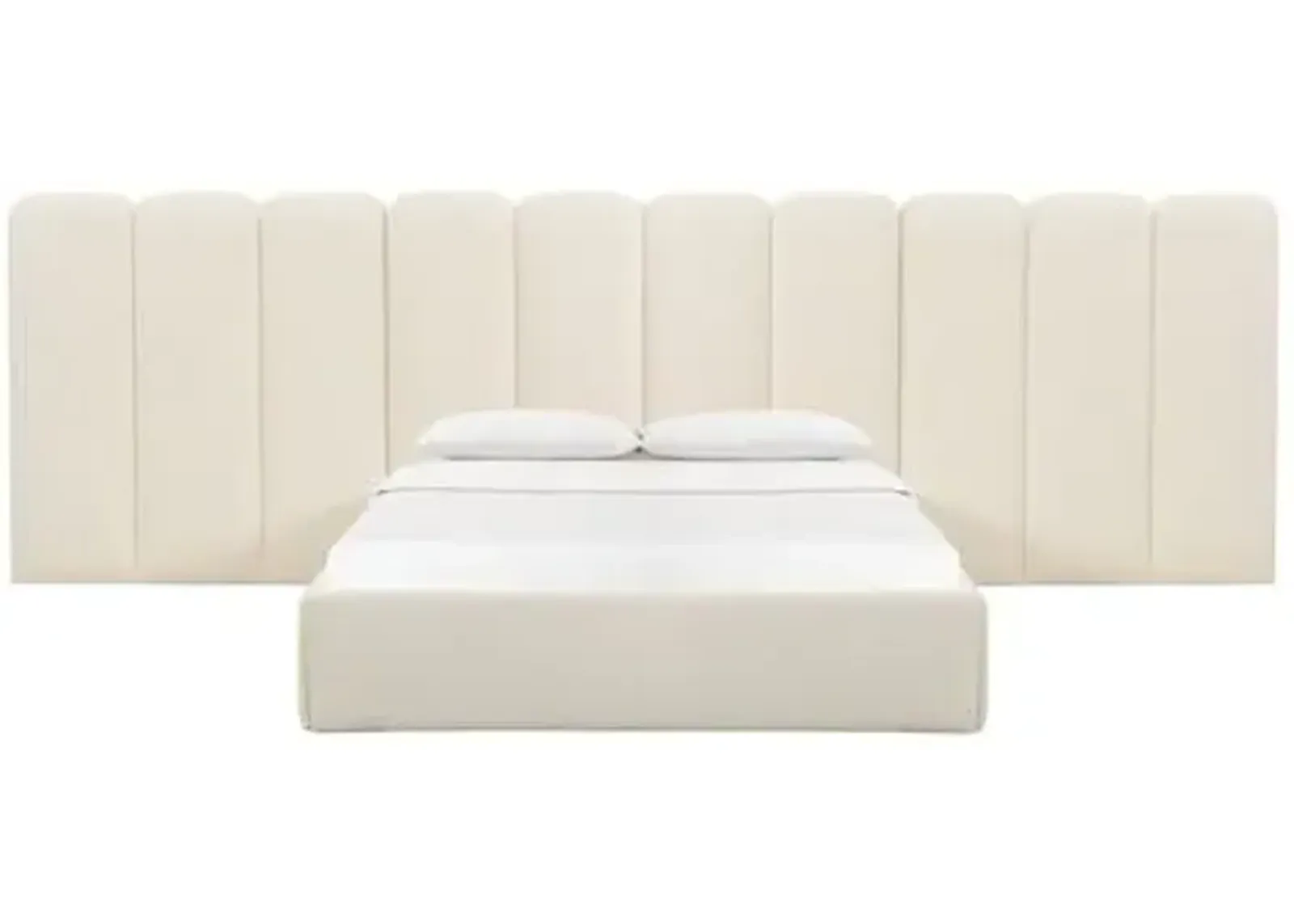 Serenity Panel Bed - Cream Bouclé - White - Upholstered