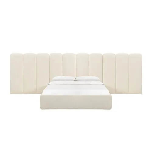 Serenity Panel Bed - Cream Bouclé - White - Upholstered