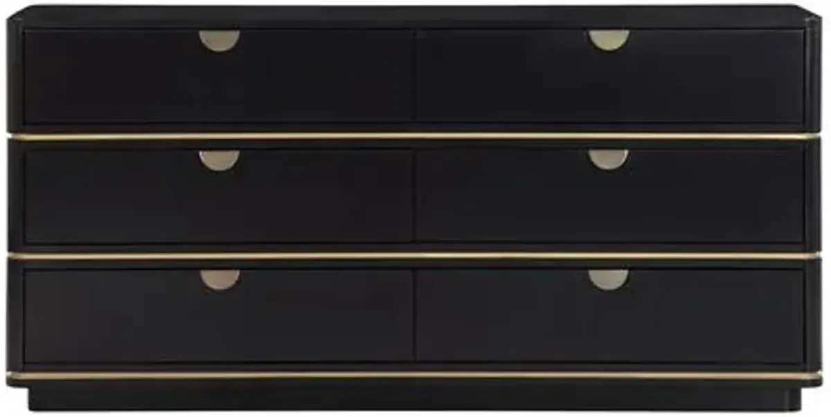 Remi 6-Drawer Dresser - Black