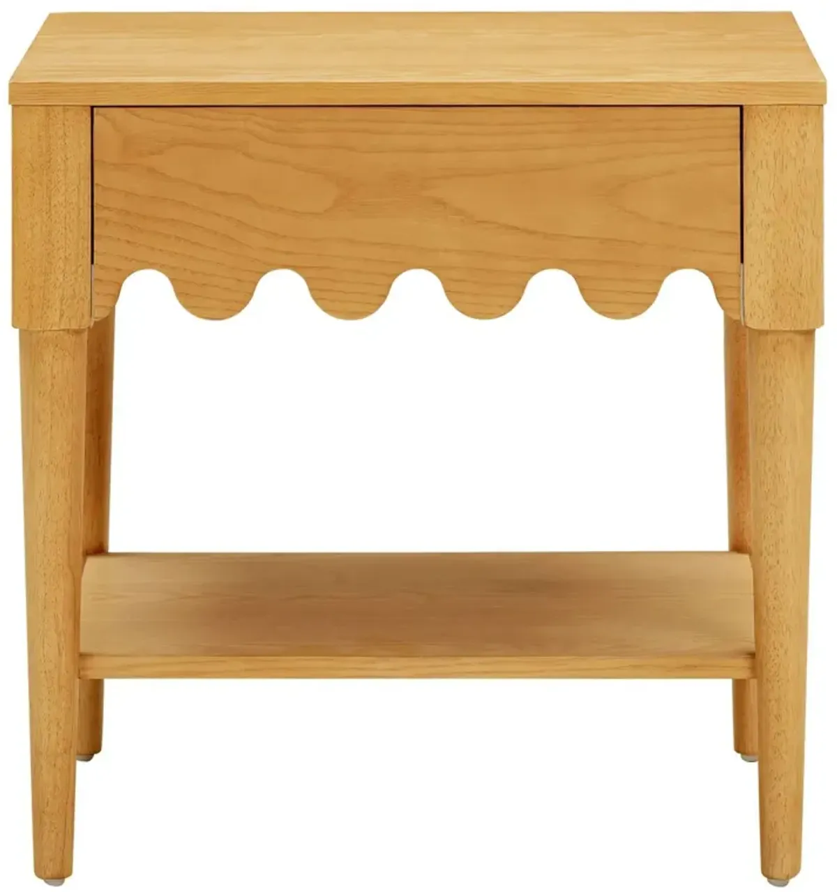 Riley Scallop Nightstand/Side Table, Natural Ash
