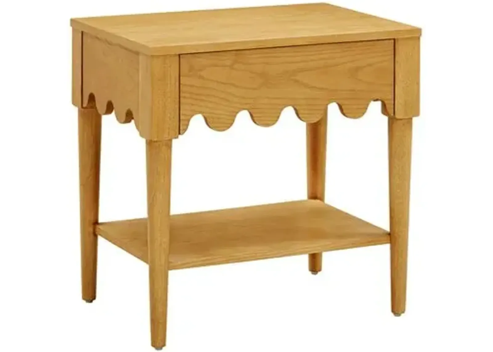 Riley Scallop Nightstand/Side Table - Natural Ash