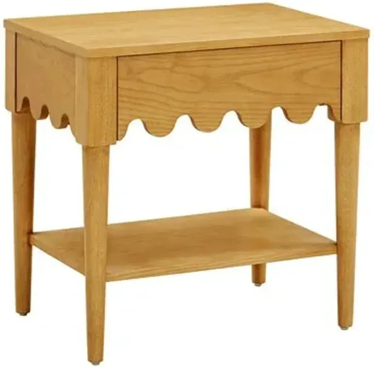 Riley Scallop Nightstand/Side Table - Natural Ash