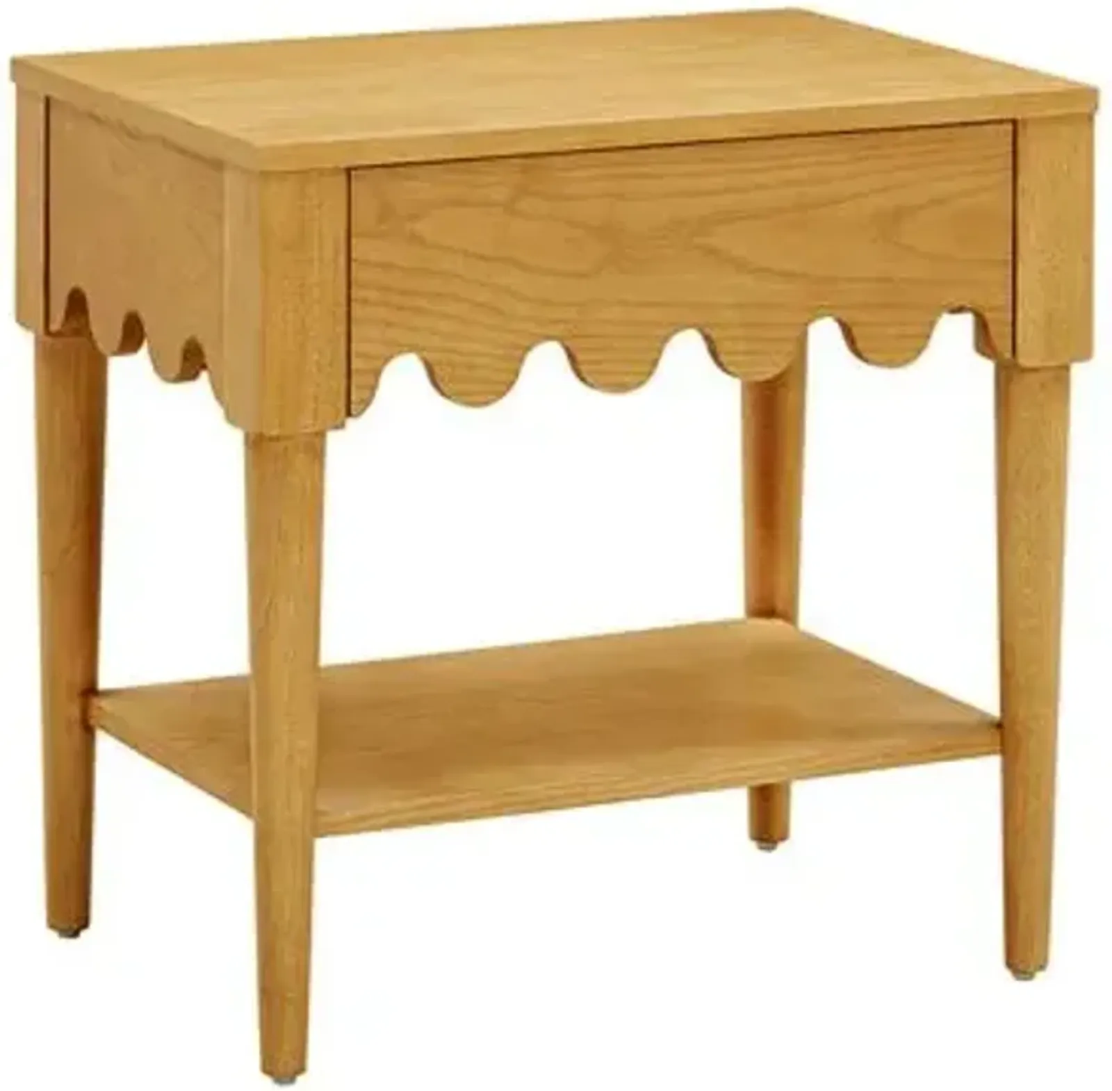 Riley Scallop Nightstand/Side Table - Natural Ash