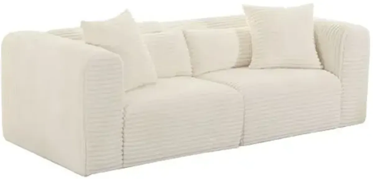 Phoenix Modular Loveseat - Cream Corduroy Performance - White