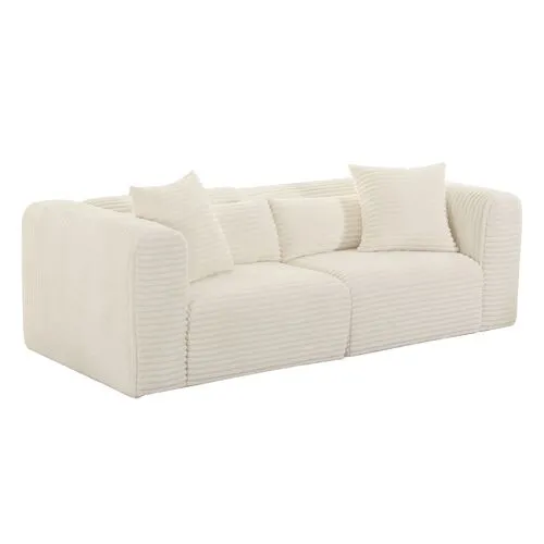 Phoenix Modular Loveseat - Cream Corduroy Performance - White