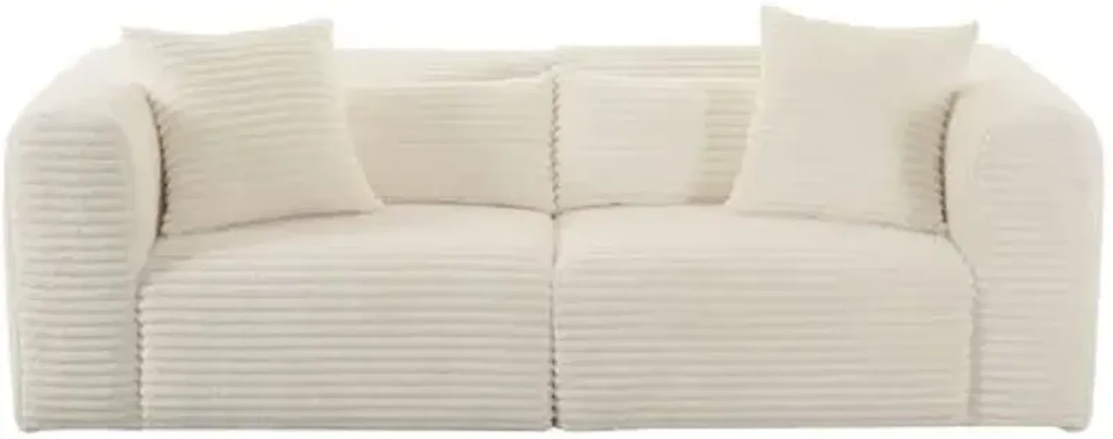 Phoenix Modular Loveseat - Cream Corduroy Performance - White