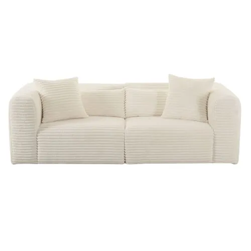 Phoenix Modular Loveseat - Cream Corduroy Performance - White