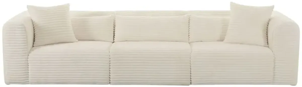 Phoenix Fluffy Oversized Corduroy Modular Sofa, Cream