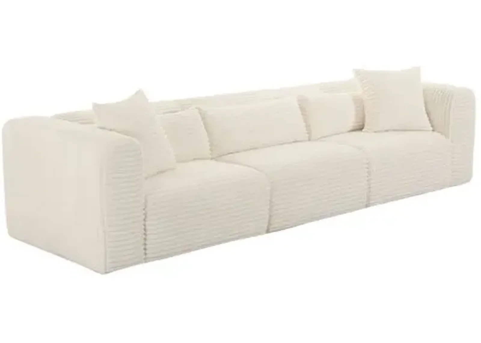 Phoenix Fluffy Oversized Corduroy Modular Sofa - Cream