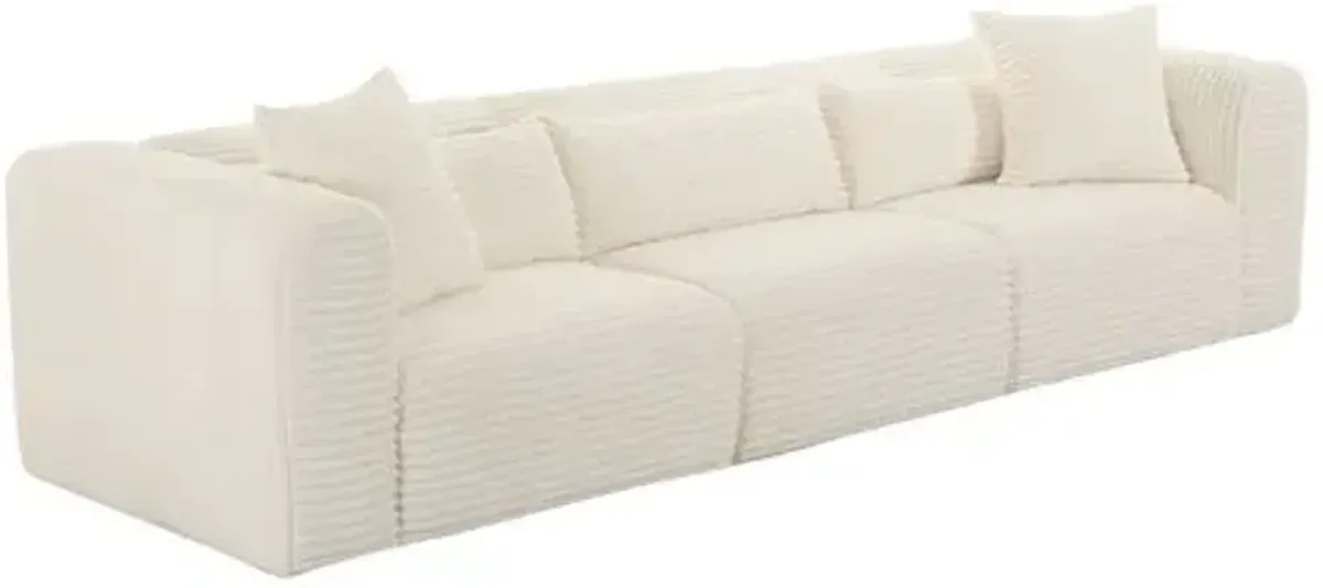 Phoenix Fluffy Oversized Corduroy Modular Sofa - Cream