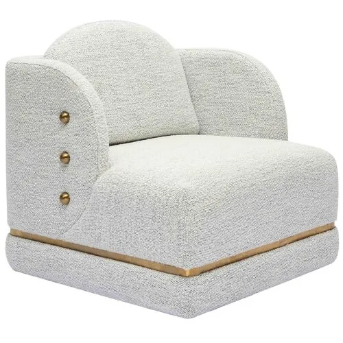 Olive Nubby Chenille Accent Chair - White, Comfortable, Durable