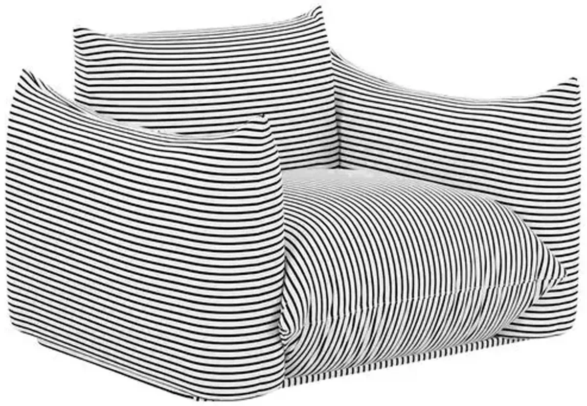 Nora Striped Stuffed Outdoor Armchair - Black