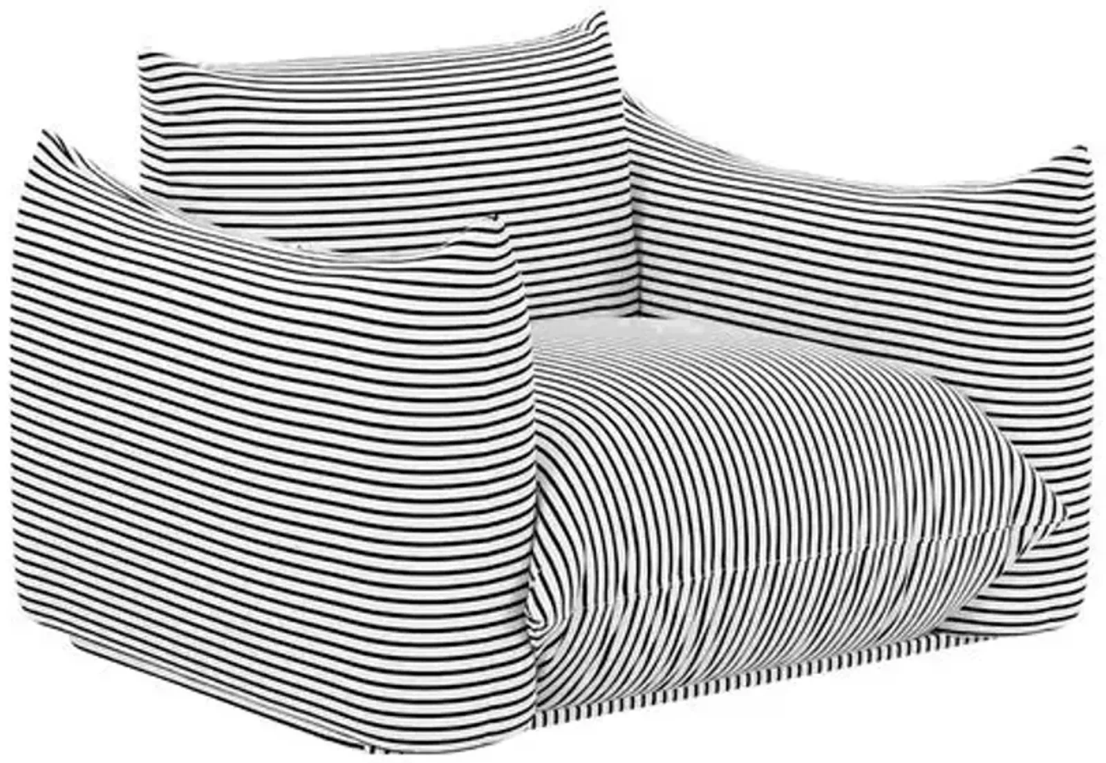 Nora Striped Stuffed Outdoor Armchair - Black