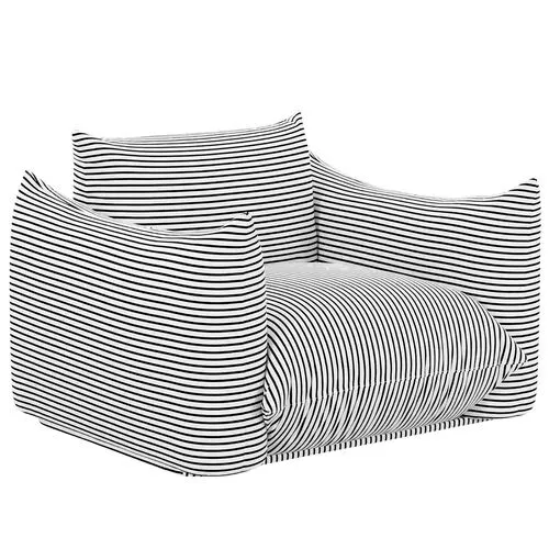 Nora Striped Stuffed Outdoor Armchair - Black