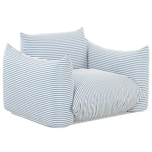 Nora Striped Stuffed Outdoor Armchair - Blue