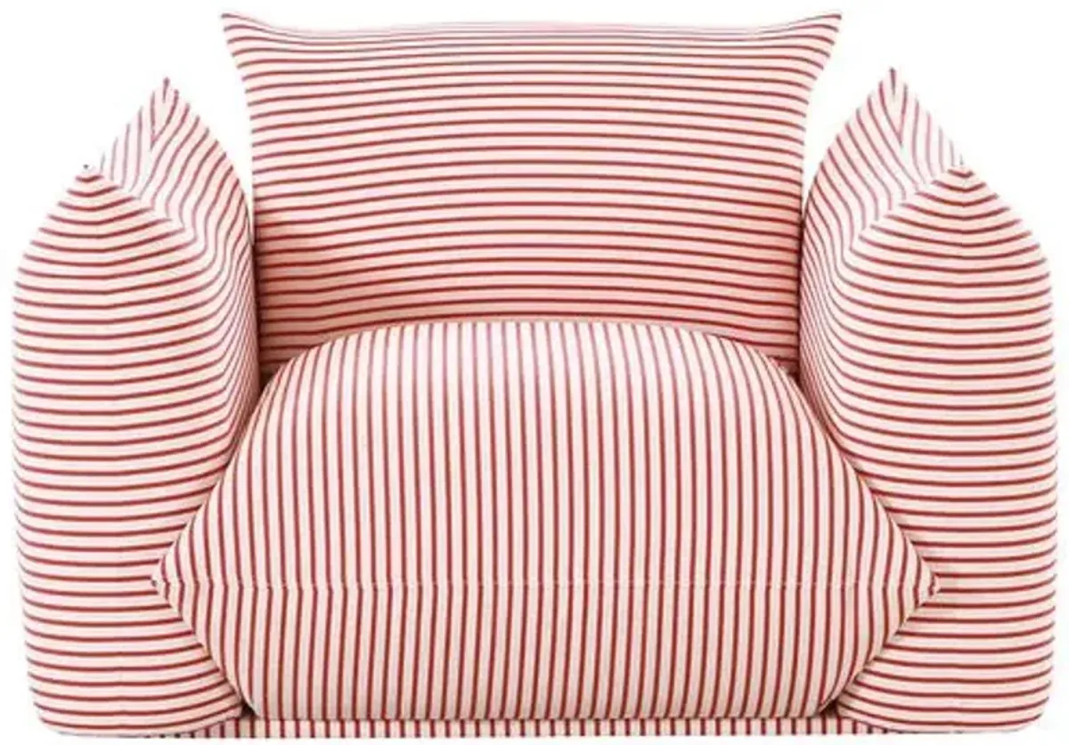 Nora Striped Stuffed Outdoor Armchair - Red