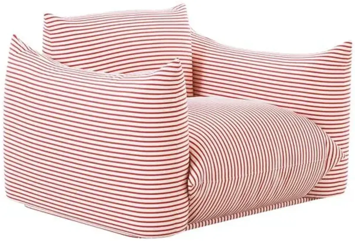 Nora Striped Stuffed Outdoor Armchair - Red