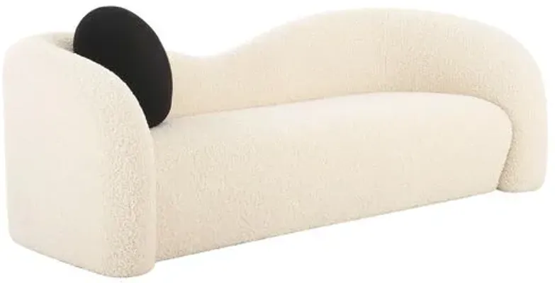 Adeline Faux Shearling Curvy Sofa - Beige