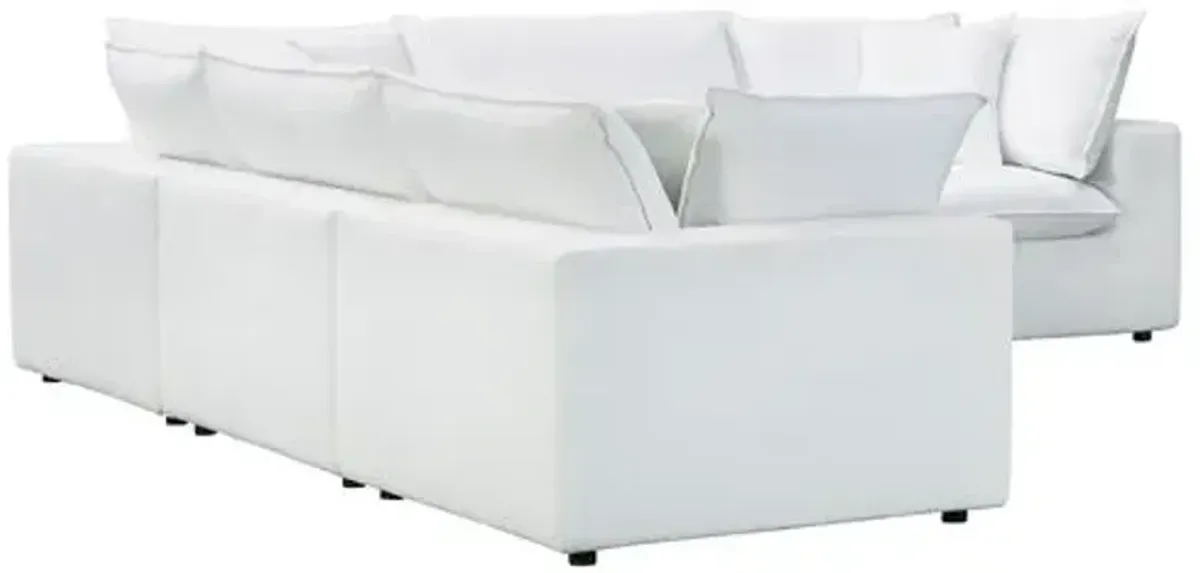 Benji Performance Modular 5-Pc L-Sectional - White