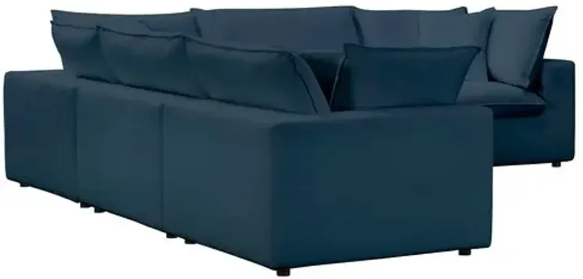 Benji Performance Modular 5-Pc L-Sectional - Blue