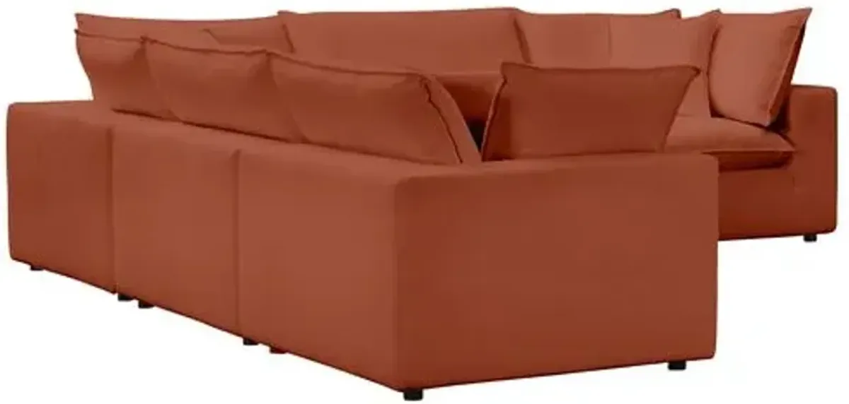 Benji Performance Modular 5-Pc L-Sectional - Red