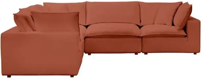 Benji Performance Modular 5-Pc L-Sectional - Red