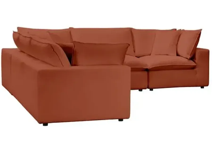 Benji Performance Modular 5-Pc L-Sectional - Red