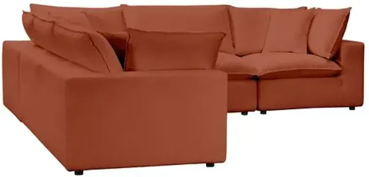 Benji Performance Modular 5-Pc L-Sectional - Red