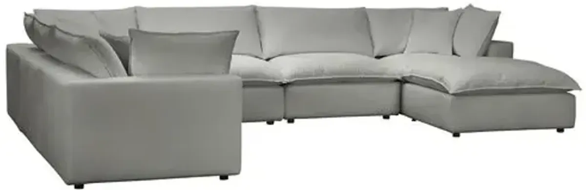 Benji Performance Modular 7-Pc Chaise Sectional - Gray - Comfortable, Sturdy, Stylish