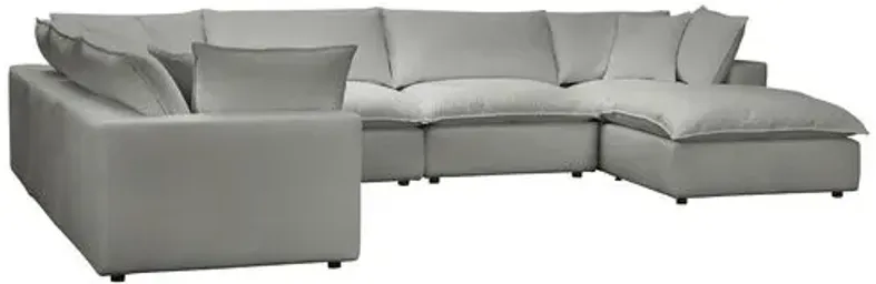 Benji Performance Modular 7-Pc Chaise Sectional - Gray - Comfortable, Sturdy, Stylish