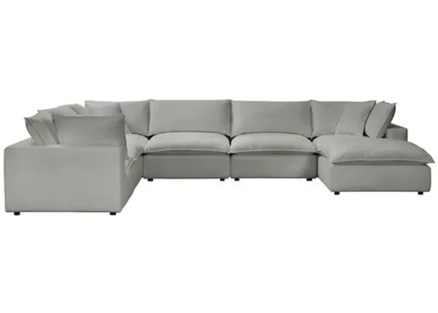 Benji Performance Modular 7-Pc Chaise Sectional - Gray - Comfortable, Sturdy, Stylish