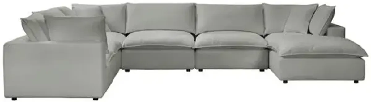 Benji Performance Modular 7-Pc Chaise Sectional - Gray - Comfortable, Sturdy, Stylish