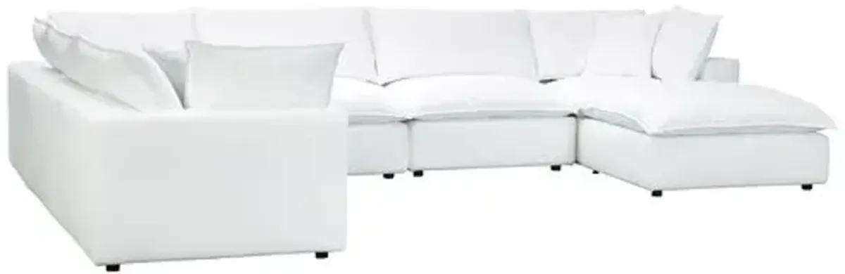 Benji Performance Modular 7-Pc Chaise Sectional - White - Comfortable, Sturdy, Stylish