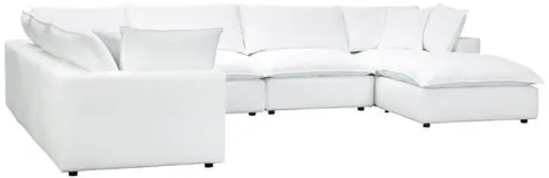 Benji Performance Modular 7-Pc Chaise Sectional - White - Comfortable, Sturdy, Stylish