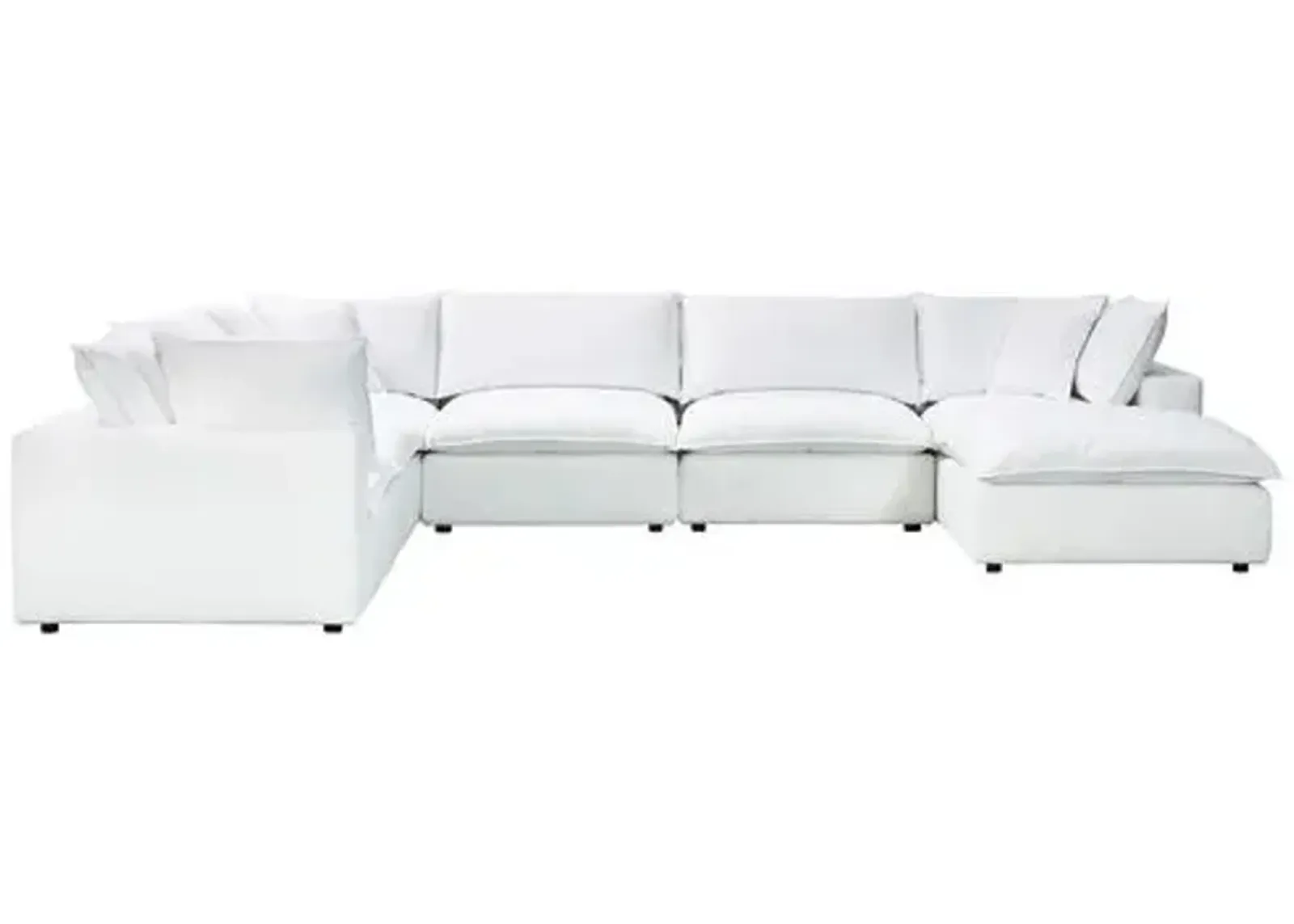 Benji Performance Modular 7-Pc Chaise Sectional - White - Comfortable, Sturdy, Stylish