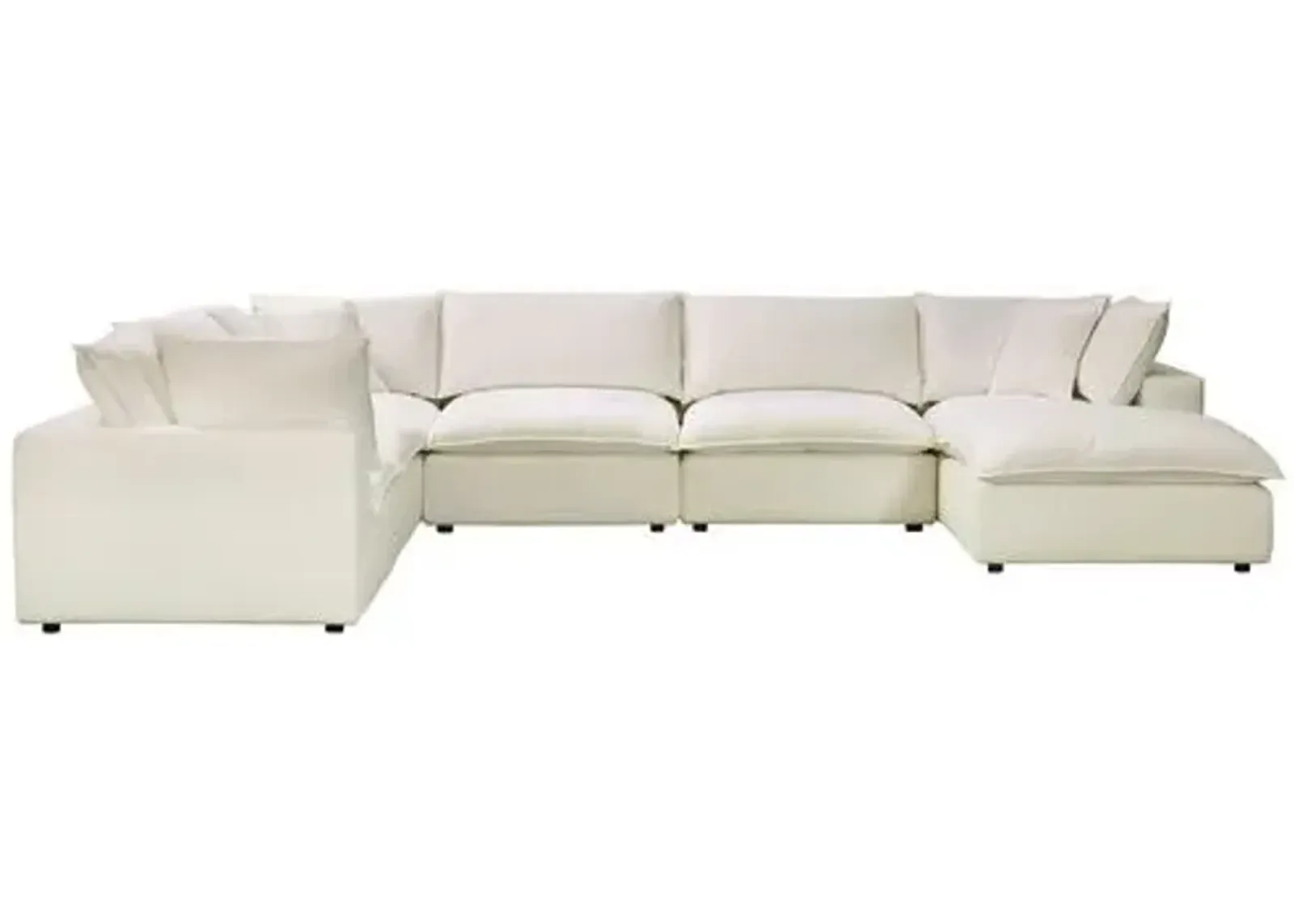 Benji Performance Modular 7-Pc Chaise Sectional - Beige - Comfortable, Sturdy, Stylish